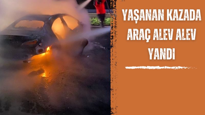Düzce'de Anadolu Otoyolu'nda Otomobilde Yangın Çıktı