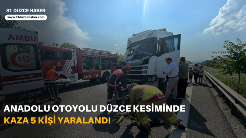 Anadolu Otoyolu Düzce Kesiminde Kaza 5 Kişi Yaralandı