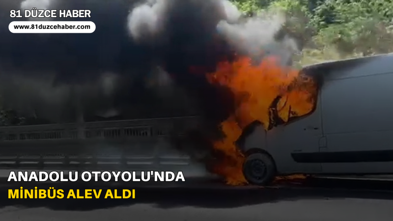 Anadolu Otoyolu'nda Minibüs Alev Aldı