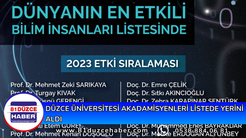 Düzce Üniversitesi Akadamisyenleri Listede Yerini Aldı