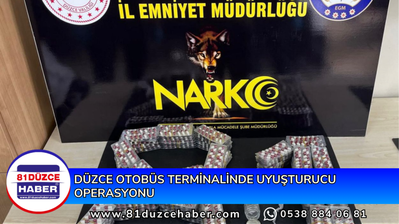 DÜZCE OTOBÜS TERMİNALİNDE UYUŞTURUCU OPERASYONU 