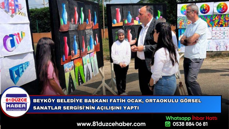 BEYKÖY BELEDİYE BAŞKANI FATİH OCAK, ORTAOKULU GÖRSEL SANATLAR SERGİSİ'NİN AÇILIŞINI YAPTI