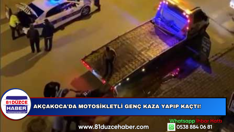 AKÇAKOCA'DA MOTOSİKLETLİ GENÇ KAZA YAPIP KAÇTI!