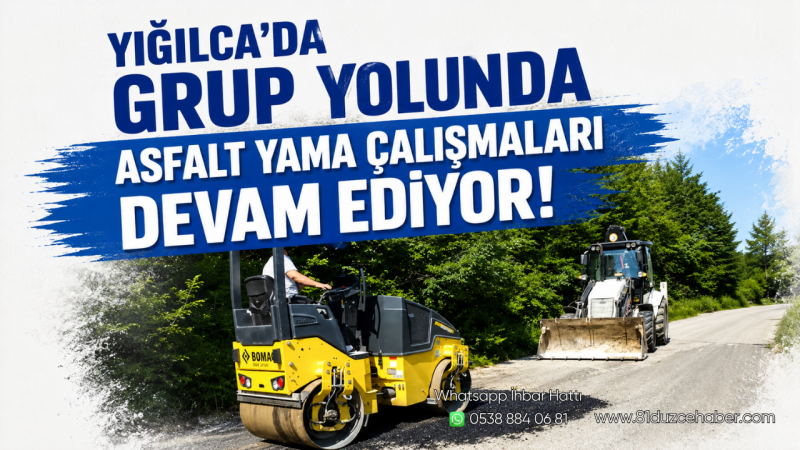 Yığılca’da Grup Yolunda Asfalt Yama Çalışmaları Devam Ediyor