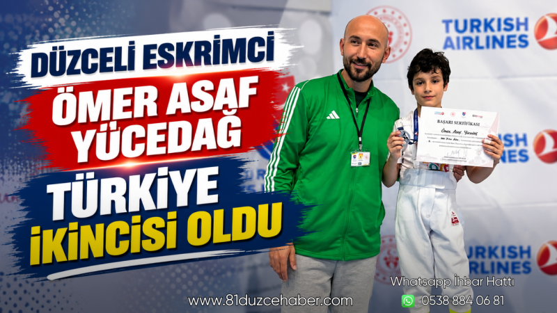Düzceli Eskrimci Ömer Asaf Yücedağ Türkiye İkincisi Oldu