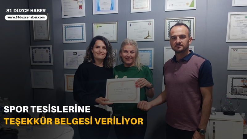 Spor Tesislerine Teşekkür Belgesi Veriliyor