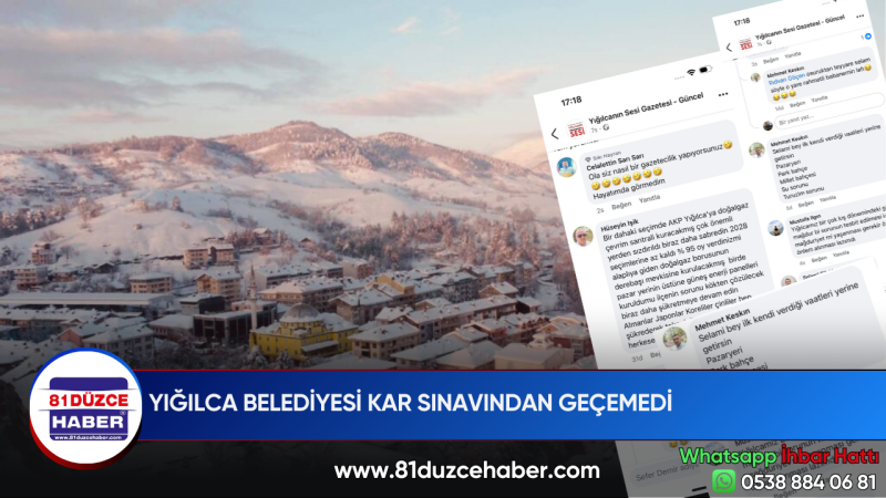 YIĞILCA BELEDİYESİ KAR SINAVINDAN GEÇEMEDİ