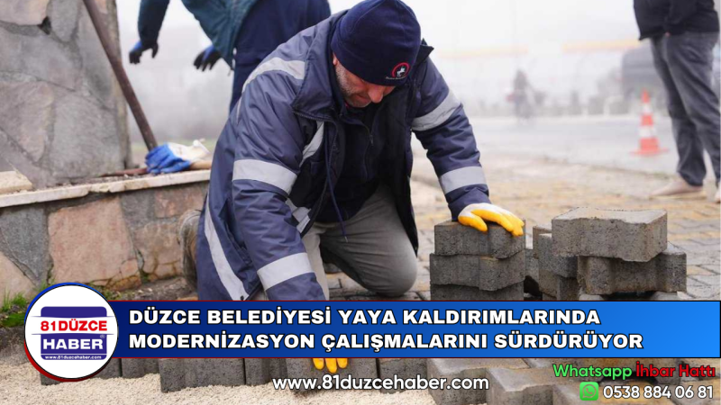 DÜZCE BELEDİYESİ YAYA KALDIRIMLARINDA MODERNİZASYON ÇALIŞMALARINI SÜRDÜRÜYOR