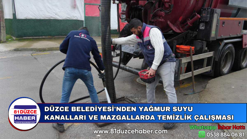 DÜZCE BELEDİYESİ'NDEN YAĞMUR SUYU KANALLARI VE MAZGALLARDA TEMİZLİK ÇALIŞMASI