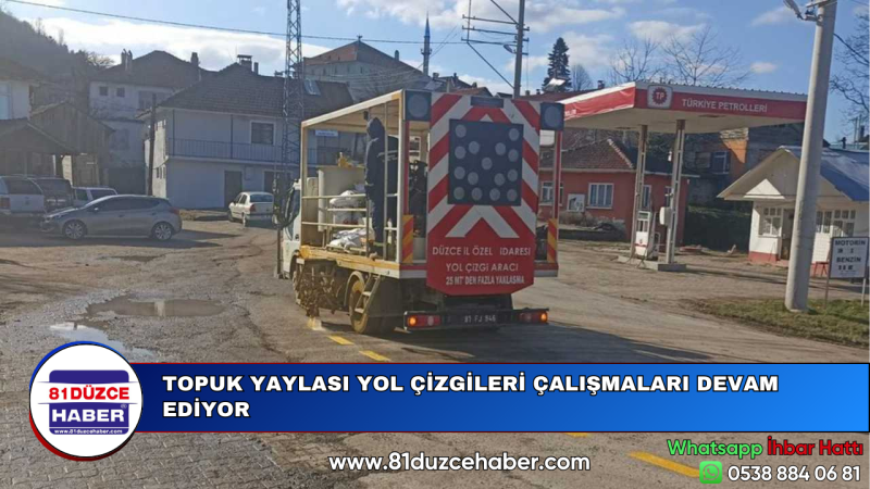 TOPUK YAYLASI YOL ÇİZGİLERİ ÇALIŞMALARI DEVAM EDİYOR