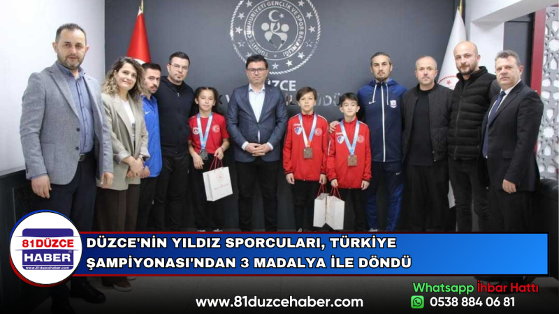 DÜZCE'NİN YILDIZ SPORCULARI, TÜRKİYE ŞAMPİYONASI'NDAN 3 MADALYA İLE DÖNDÜ