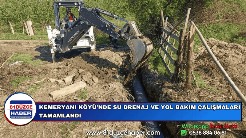 KEMERYANI KÖYÜ'NDE SU DRENAJ VE YOL BAKIM ÇALIŞMALARI TAMAMLANDI