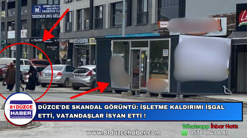 DÜZCE'DE SKANDAL GÖRÜNTÜ: İŞLETME KALDIRIMI İŞGAL ETTİ, VATANDAŞLAR İSYAN ETTİ !