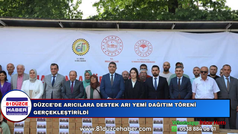 DÜZCE'DE ARICILARA DESTEK ARI YEMİ DAĞITIM TÖRENİ GERÇEKLEŞTİRİLDİ