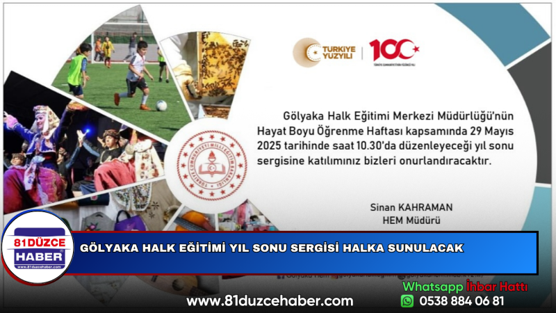GÖLYAKA HALK EĞİTİMİ YIL SONU SERGİSİ HALKA SUNULACAK
