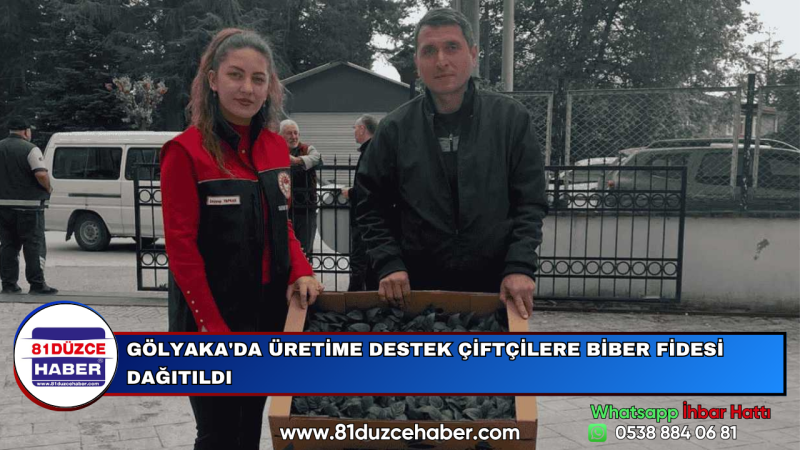 GÖLYAKA'DA ÜRETİME DESTEK ÇİFTÇİLERE BİBER FİDESİ DAĞITILDI