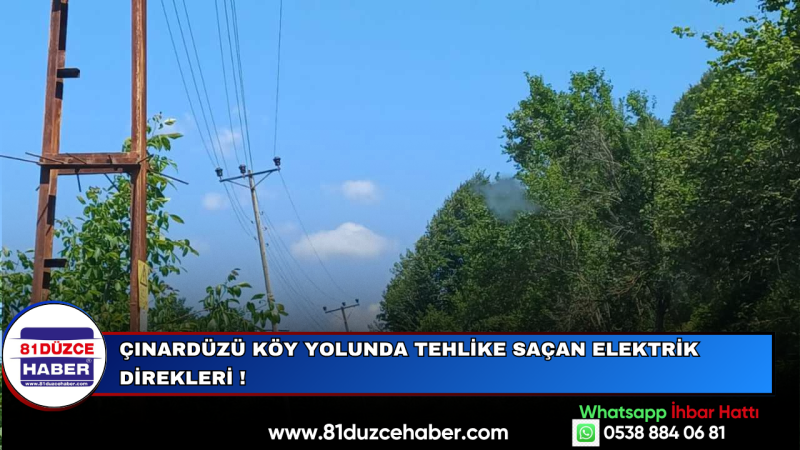 ÇINARDÜZÜ KÖY YOLUNDA TEHLİKE SAÇAN ELEKTRİK DİREKLERİ !