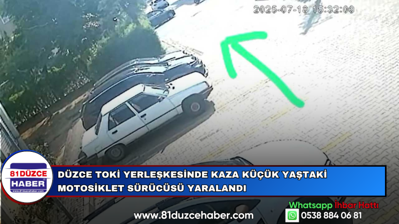 Düzce TOKİ Yerleşkesinde Kaza Küçük Yaştaki Motosiklet Sürücüsü Yaralandı