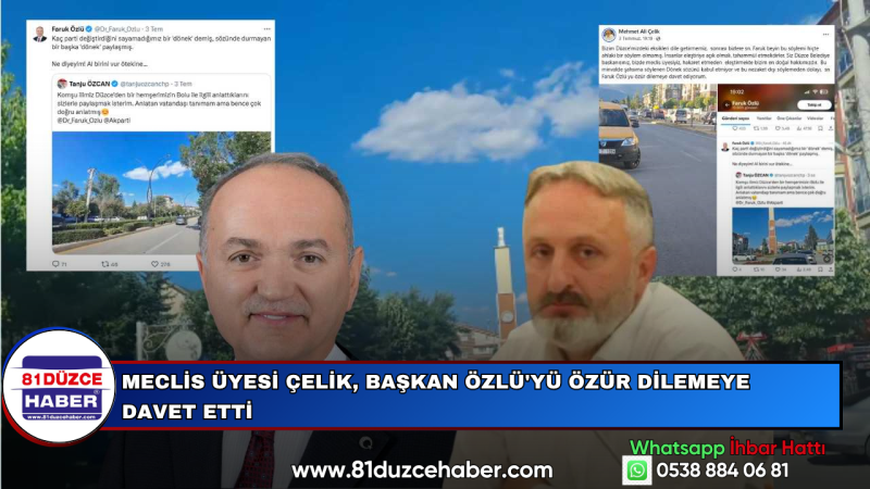 Meclis Üyesi Çelik, Başkan Özlü'yü Özür Dilemeye Davet Etti
