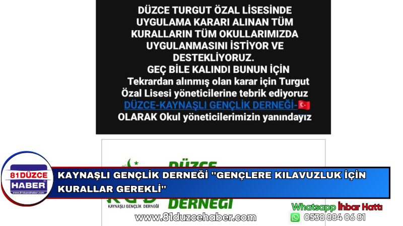 Kaynaşlı Gençlik Derneği ''Gençlere Kılavuzluk İçin Kurallar Gerekli''