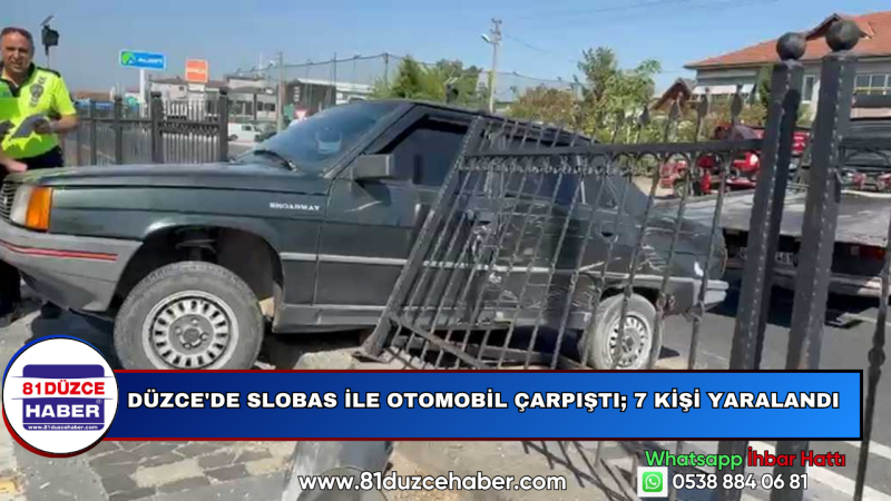 Düzce'de Slobas ile Otomobil Çarpıştı; 7 Kişi Yaralandı