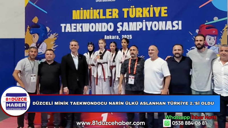 Düzceli Minik Taekwondocu Narin Ülkü Aslanhan Türkiye 2.'si Oldu