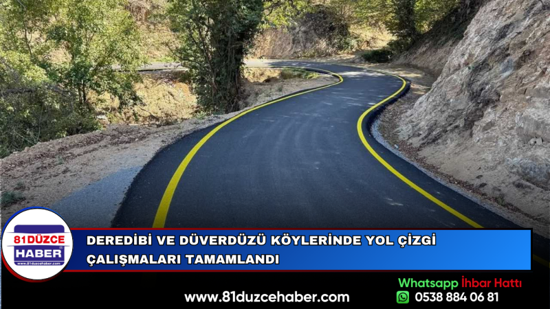 Deredibi ve Düverdüzü Köylerinde Yol Çizgi Çalışmaları Tamamlandı