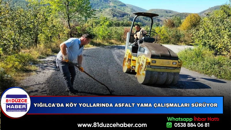 Yığılca'da Köy Yollarında Asfalt Yama Çalışmaları Sürüyor