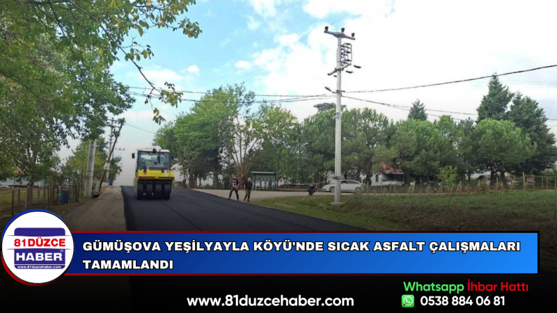 Gümüşova Yeşilyayla Köyü'nde Sıcak Asfalt Çalışmaları Tamamlandı