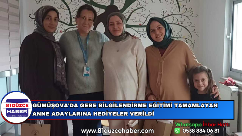 Gümüşova'da Gebe Bilgilendirme Eğitimi Tamamlayan Anne Adaylarına Hediyeler Verildi