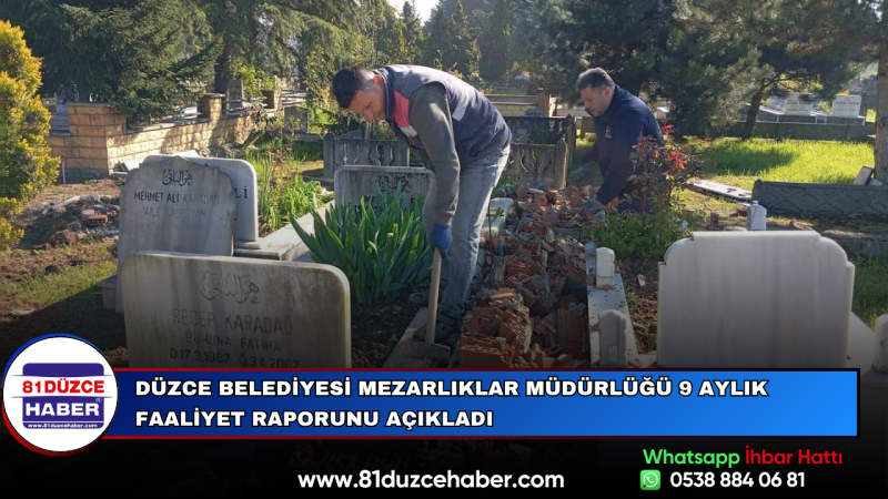 Düzce Belediyesi Mezarlıklar Müdürlüğü 9 Aylık Faaliyet Raporunu Açıkladı