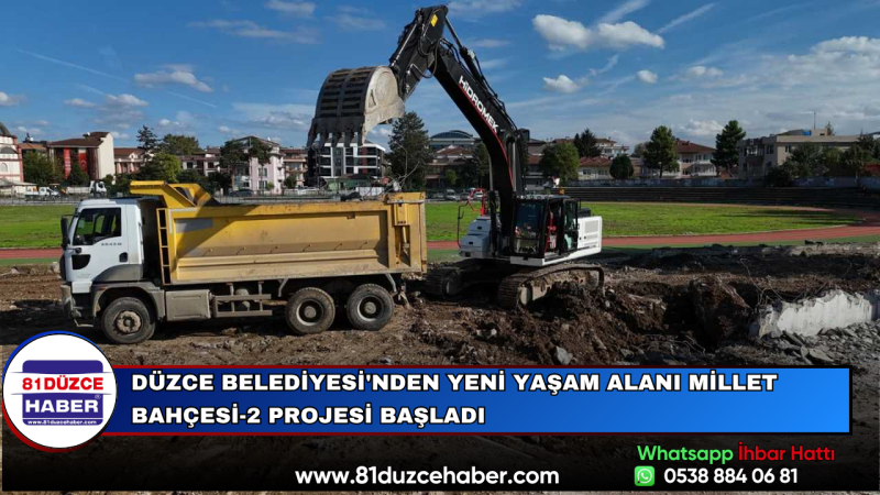 Düzce Belediyesi'nden Yeni Yaşam Alanı Millet Bahçesi-2 Projesi Başladı
