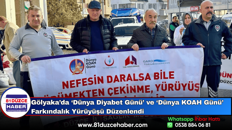 Gölyaka’da ‘Dünya Diyabet Günü’ ve ‘Dünya KOAH Günü’ Farkındalık Yürüyüşü Düzenlendi