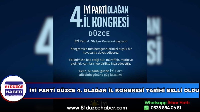İYİ Parti Düzce 4. Olağan İl Kongresi Tarihi Belli Oldu