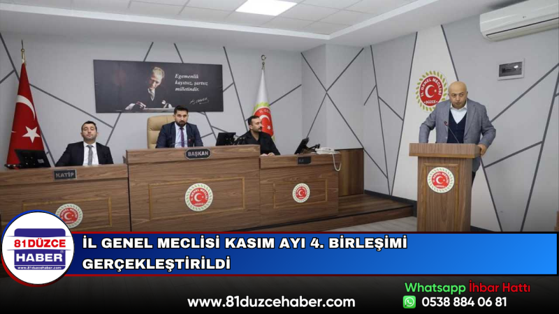 İl Genel Meclisi Kasım Ayı 4. Birleşimi Gerçekleştirildi