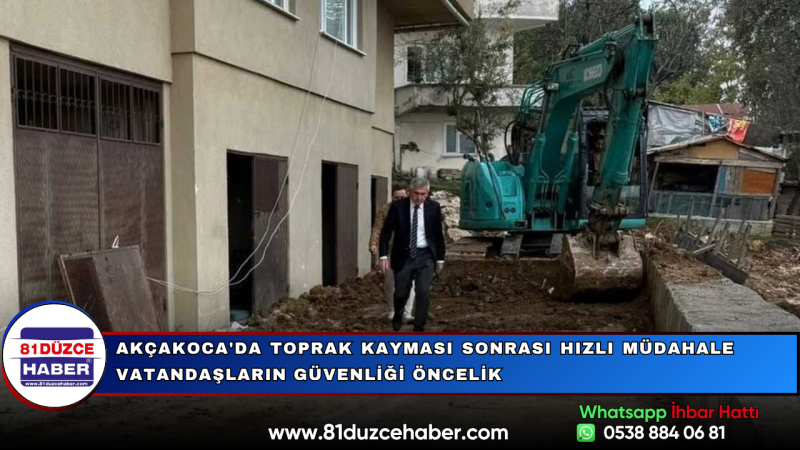 Akçakoca'da Toprak Kayması Sonrası Hızlı Müdahale Vatandaşların Güvenliği Öncelik