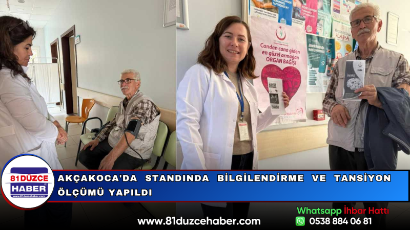 Akçakoca'da Sağlık Standında Bilgilendirme ve Tansiyon Ölçümü Yapıldı