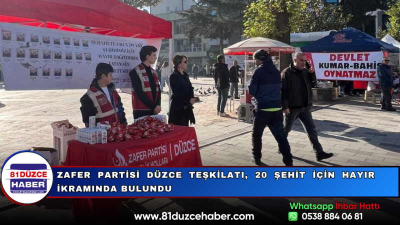 Zafer Partisi Düzce Teşkilatı, 20 Şehit İçin Hayır İkramında Bulundu