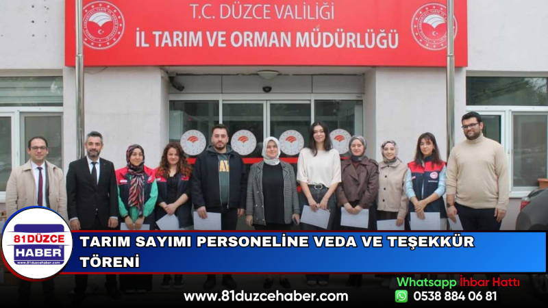 Tarım Sayımı Personeline Veda ve Teşekkür Töreni
