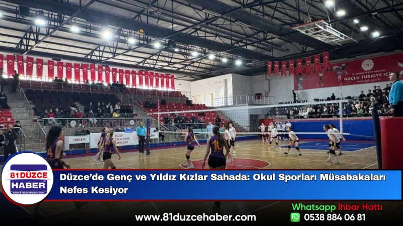 Düzce’de Genç ve Yıldız Kızlar Sahada: Okul Sporları Müsabakaları Nefes Kesiyor