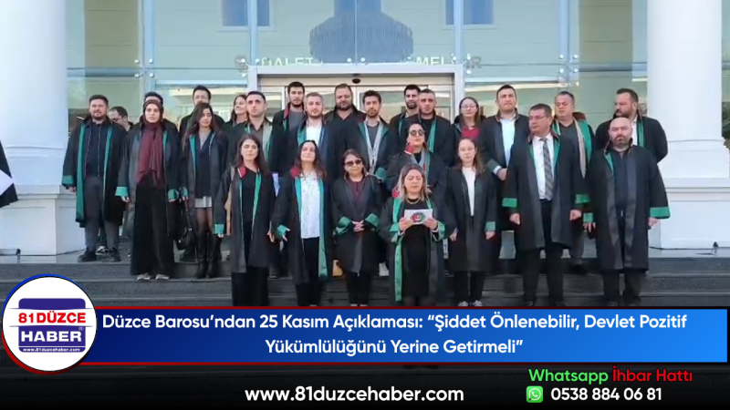 Düzce Barosu’ndan 25 Kasım Açıklaması: “Şiddet Önlenebilir, Devlet Pozitif Yükümlülüğünü Yerine Geti