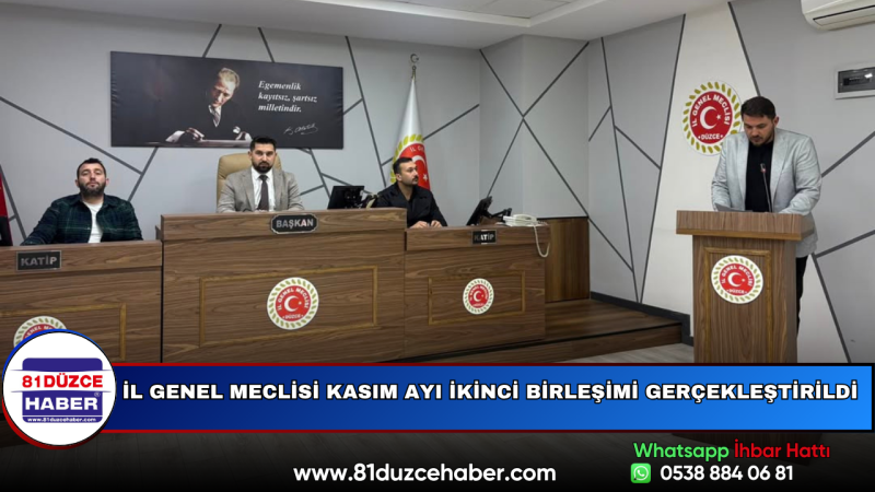 İl Genel Meclisi Kasım Ayı İkinci Birleşimi Gerçekleştirildi
