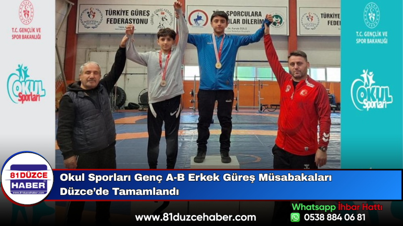 Okul Sporları Genç A-B Erkek Güreş Müsabakaları Düzce’de Tamamlandı