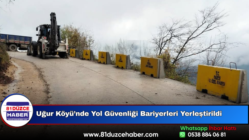 Uğur Köyü’nde Yol Güvenliği Bariyerleri Yerleştirildi