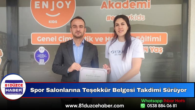 Spor Salonlarına Teşekkür Belgesi Takdimi Sürüyor