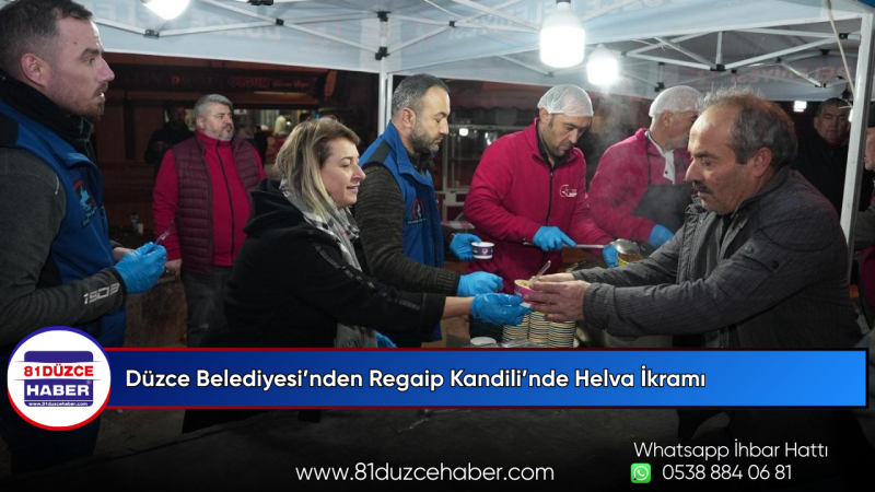 Düzce Belediyesi’nden Regaip Kandili’nde Helva İkramı