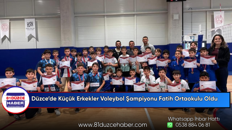 Düzce’de Küçük Erkekler Voleybol Şampiyonu Fatih Ortaokulu Oldu