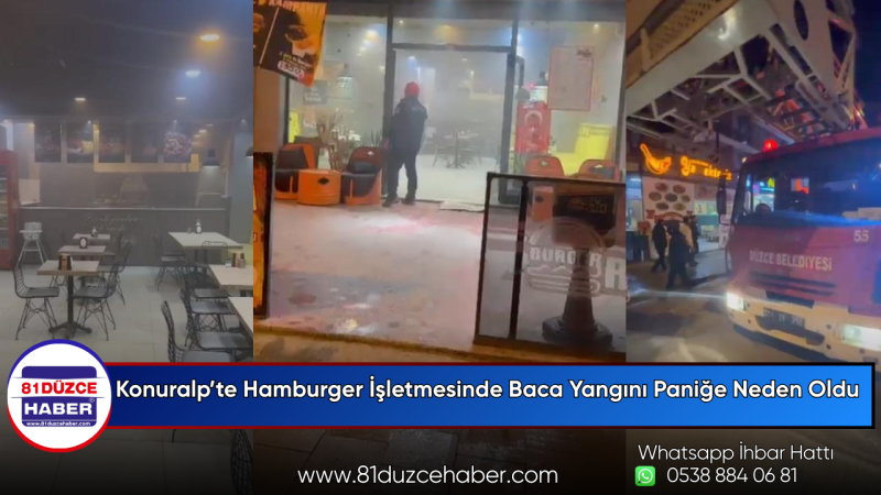 Konuralp’te Hamburger İşletmesinde Baca Yangını Paniğe Neden Oldu
