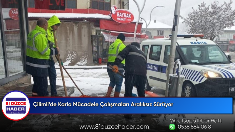 Çilimli’de Karla Mücadele Çalışmaları Aralıksız Sürüyor