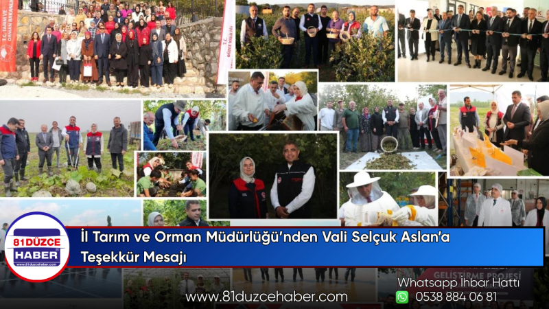 İl Tarım ve Orman Müdürlüğü’nden Vali Selçuk Aslan’a Teşekkür Mesajı
